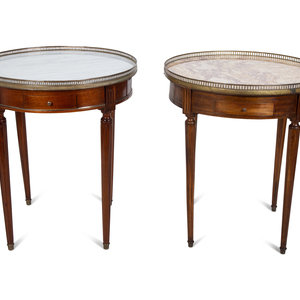 Two Louis XVI Style Mahogany Marble-Top