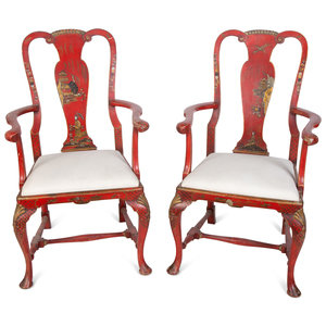 A Pair of Queen Anne Style Red