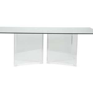 A Modern Lucite Pedestal and Glass 2a6cad