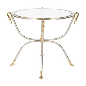 A Steel and Brass Glass-Top Side Table
MID-20TH