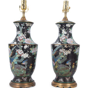 A Pair of Cloisonné Vases
20TH CENTURY
mounted