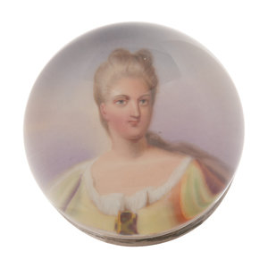 A Painted Portrait Glass Paperweight Likely 2a6e52