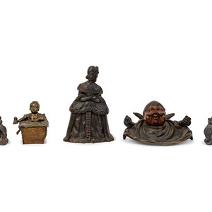 Five Continental Figural Inkwells Late 2a6e92