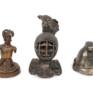 Two Knight Inkwells and a Helmet 2a6e94