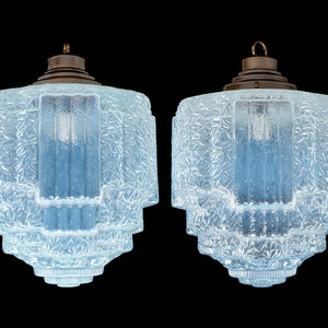 A Pair of French Opalescent Glass