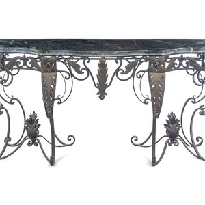 A French Style Steel and Marble-Top