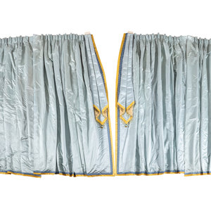 Two Sets of Silk Window Drapes