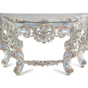 A Louis XV Style Gray and Blue-Painted