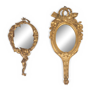 Two French Gilt Bronze Hand Mirrors
First