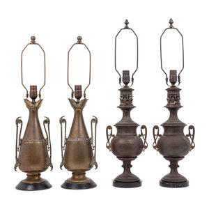Two Pairs of French Bronze Lamps
Late