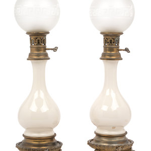 A Pair of French Opaline Glass