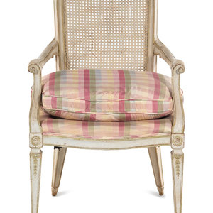 An Italian White-Painted Cane Back Fauteuil
First