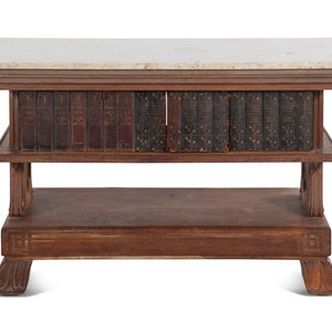 A Carved Marble-Top Console Table
