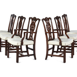 A Set of Six Chippendale Style