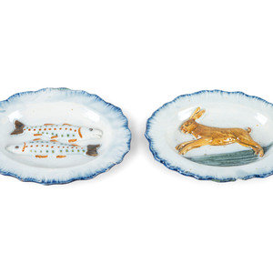 Two English Molded Fauna Dishes Late 2a702f