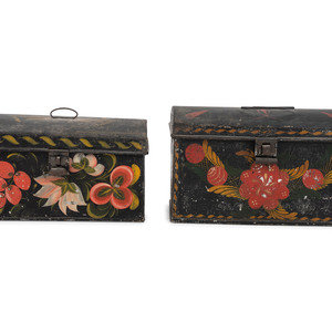 Two Polychrome and Stenciled Toleware 2a7086