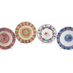 Four Spatterware Plates
19th Century
Diameter
