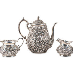 A Repousse Silver Three Piece Tea 2a70f5