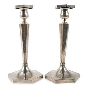 A Pair of American Silver Candlesticks 20th 2a7101