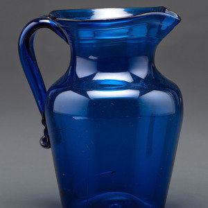 A Midwestern Glass Pitcher in Blue American  2a714a
