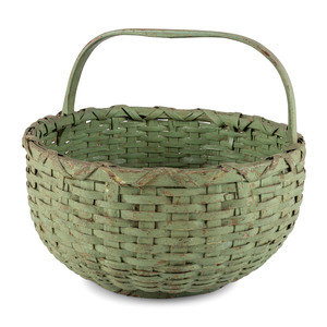 A Woven Basket in Old Green Paint
19th