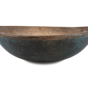 A Turned Wood Bowl in Blue Paint
19th