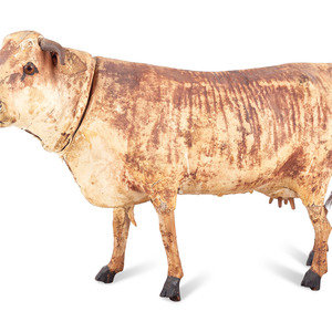 A Wood and Leather Mooing Cow Form 2a71e1