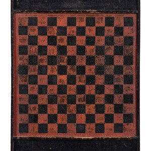 Two Black Painted Pine Game Boards Early 2a71dd