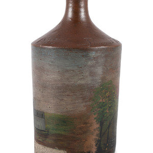 A Paint Decorated Stoneware Bottle
Circa