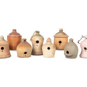 Eight Redware and Stoneware Birdhouses all 2a7228
