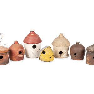 Seven Redware and Stoneware Birdhouses
all