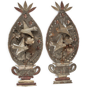 A Pair of Punched and Painted Tin