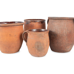 Four Redware Jars with Interior 2a7230