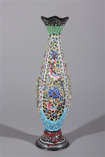 Chinese enamel on copper vase mounted