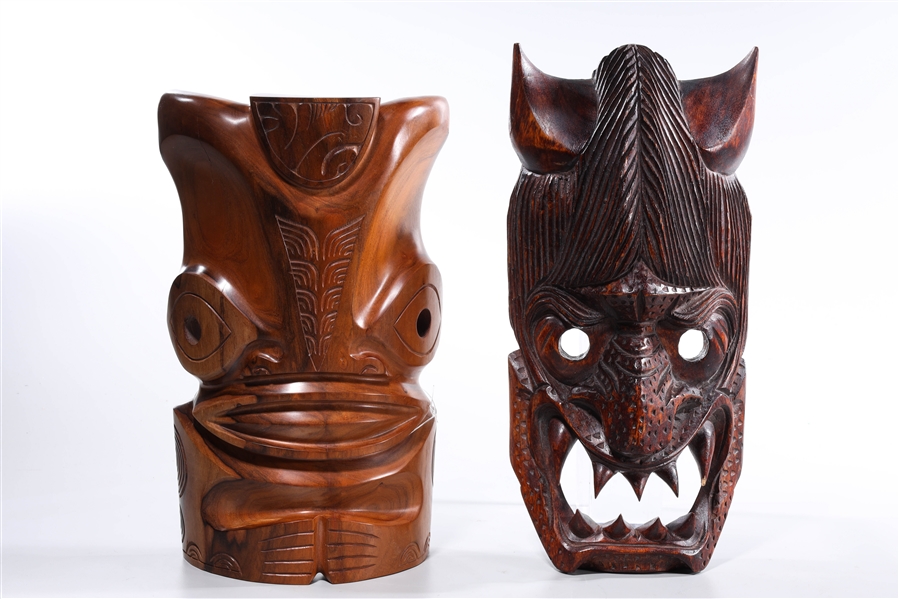 Two Pacific Island carved masks,