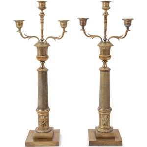 A Pair of Empire Style Gilt Bronze