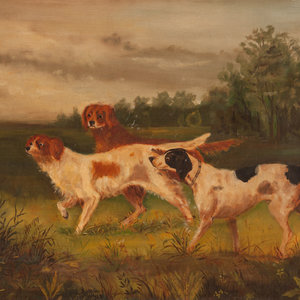 A Naive Folk Art Painting of Spaniels 2a743b