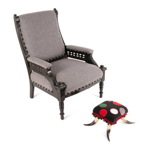 A Victorian Black Painted Armchair 2a7436