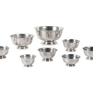 A Group of 8 American Silver Bowls
includes