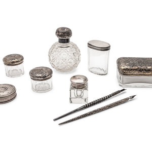 A Group of Silver Dresser Accessories
includes