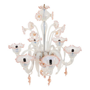 A Murano Art Glass Six Arm Chandelier includes 2a7468