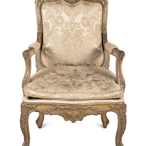 A Louis XV Style Carved and Gray Painted 2a764f