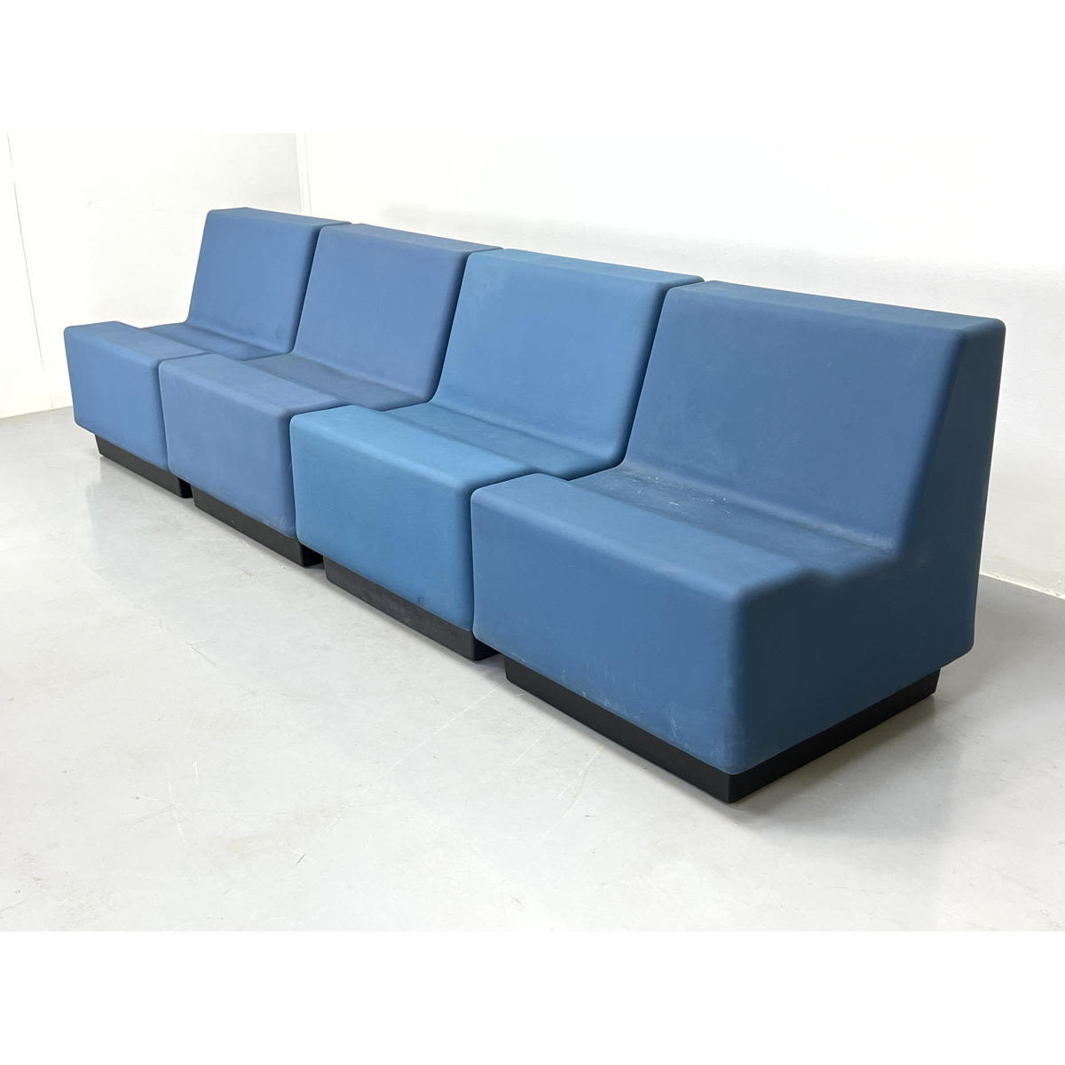 4pc MODUFORM Blue Armless Lounge Chairs.