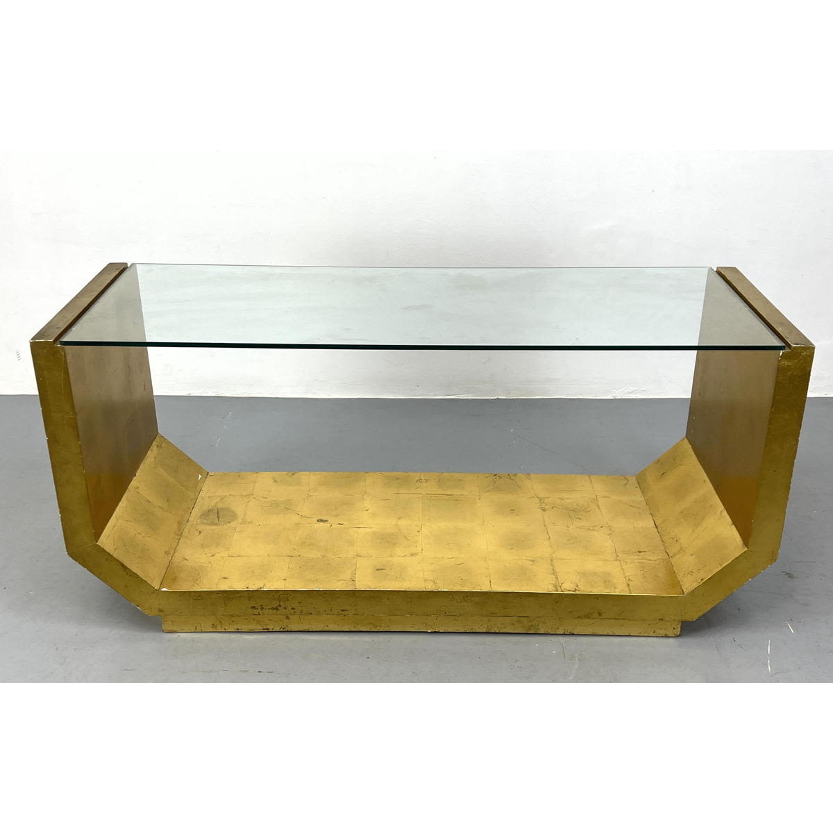 1970s American gold leaf consoles