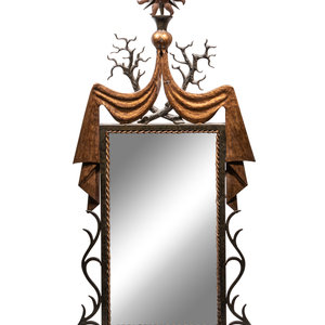A French Gilt Metal and Iron Mirror