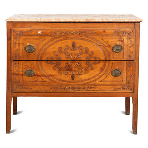 An Italian Carved Fruitwood Marble-Top