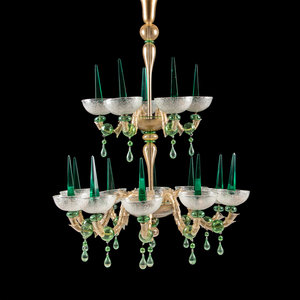 A Murano Glass Fifteen Light Chandelier 2a7923