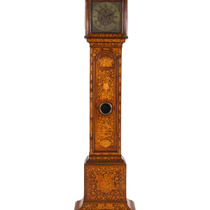 A Dutch Marquetry Tall Case Clock
