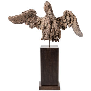 A Carved Wood Model of a Spread-Winged
