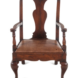 A Queen Anne Elm Armchair with